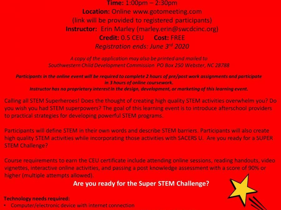 ONLINE- How to be a STEM Hero: Strategies for Developing Powerful STEM Activities in Afterschool