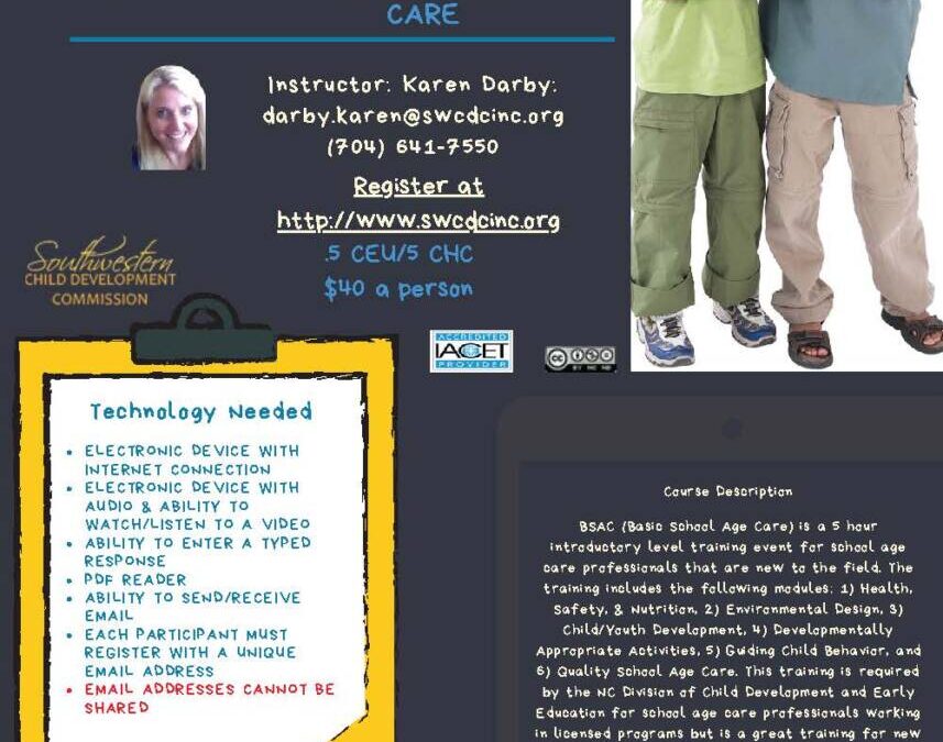 SWCD – BSAC Basic School Age Care – Self Pace on Demand
